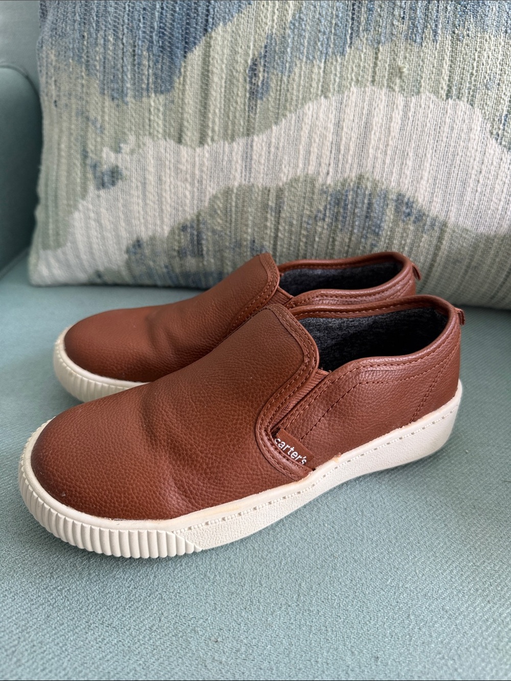 Carter's Brown Faux Leather Slip-On Shoe with Gray Insole